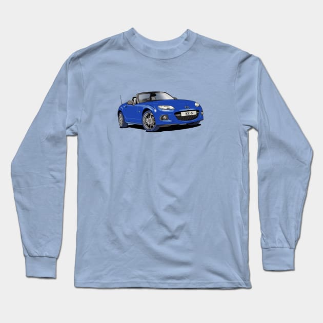 Mazda MX-5 Sportscar in blue Long Sleeve T-Shirt by Webazoot